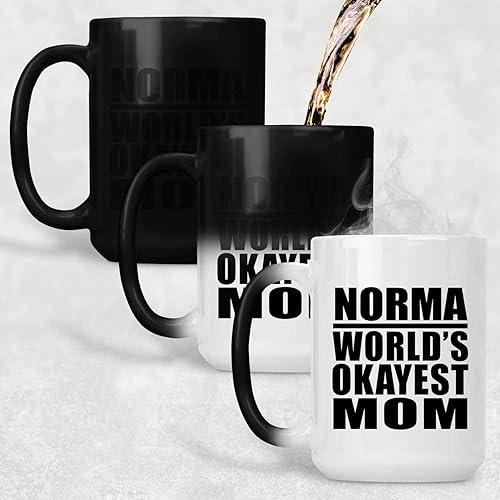 Miniatura 2 de Gifts, Norma World's Okayest Mom, 15oz Color Changing Mug Ceramic Heat Sensitive Magic Tea-Cup, for Birthday Anniversary Mom Dad Parents Fathers