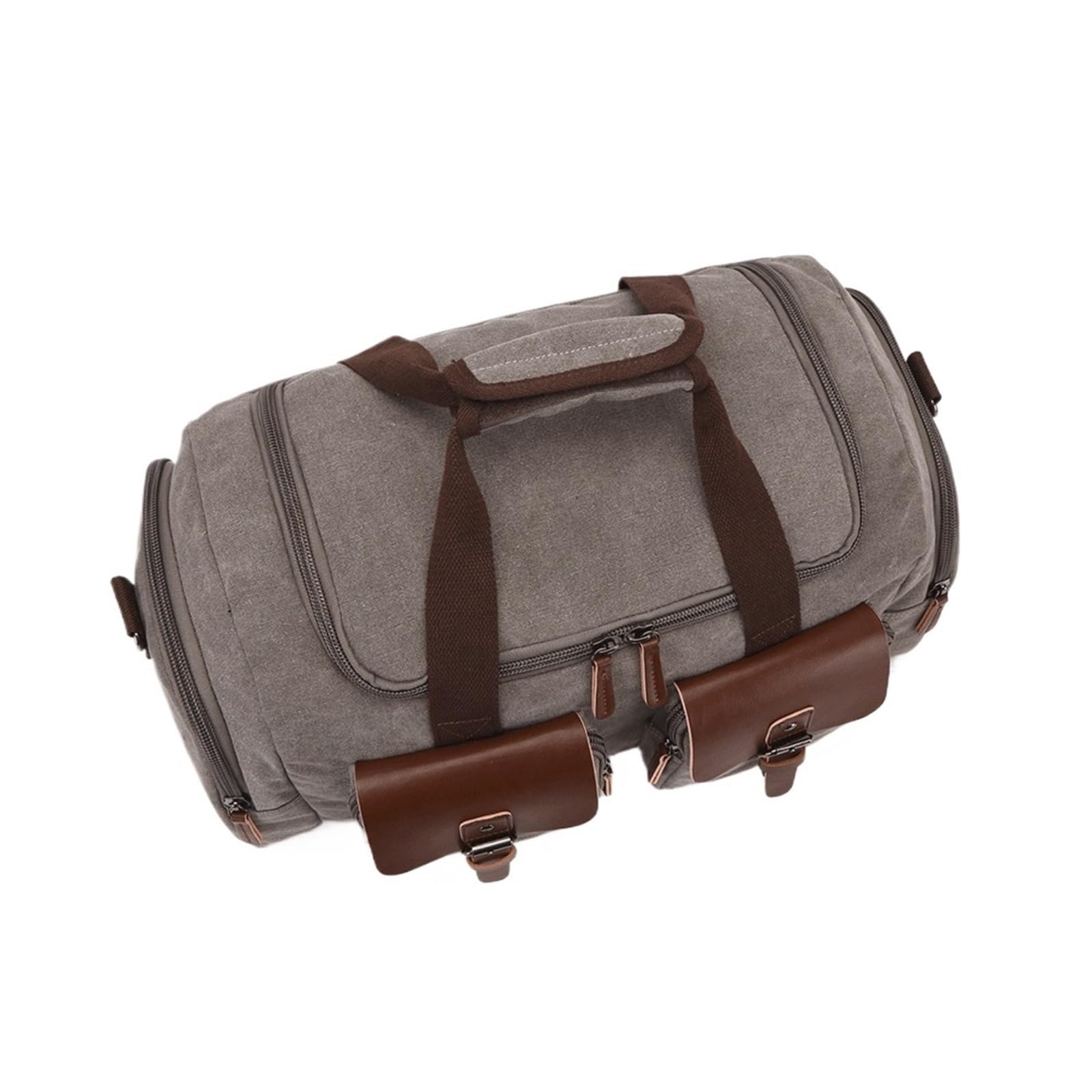 Borsa Da Palestra Canvas Leather Men Travel Bag Bags Handbag High Capacity Shoulder Crossbody Duffel per Viaggiare(Grey)