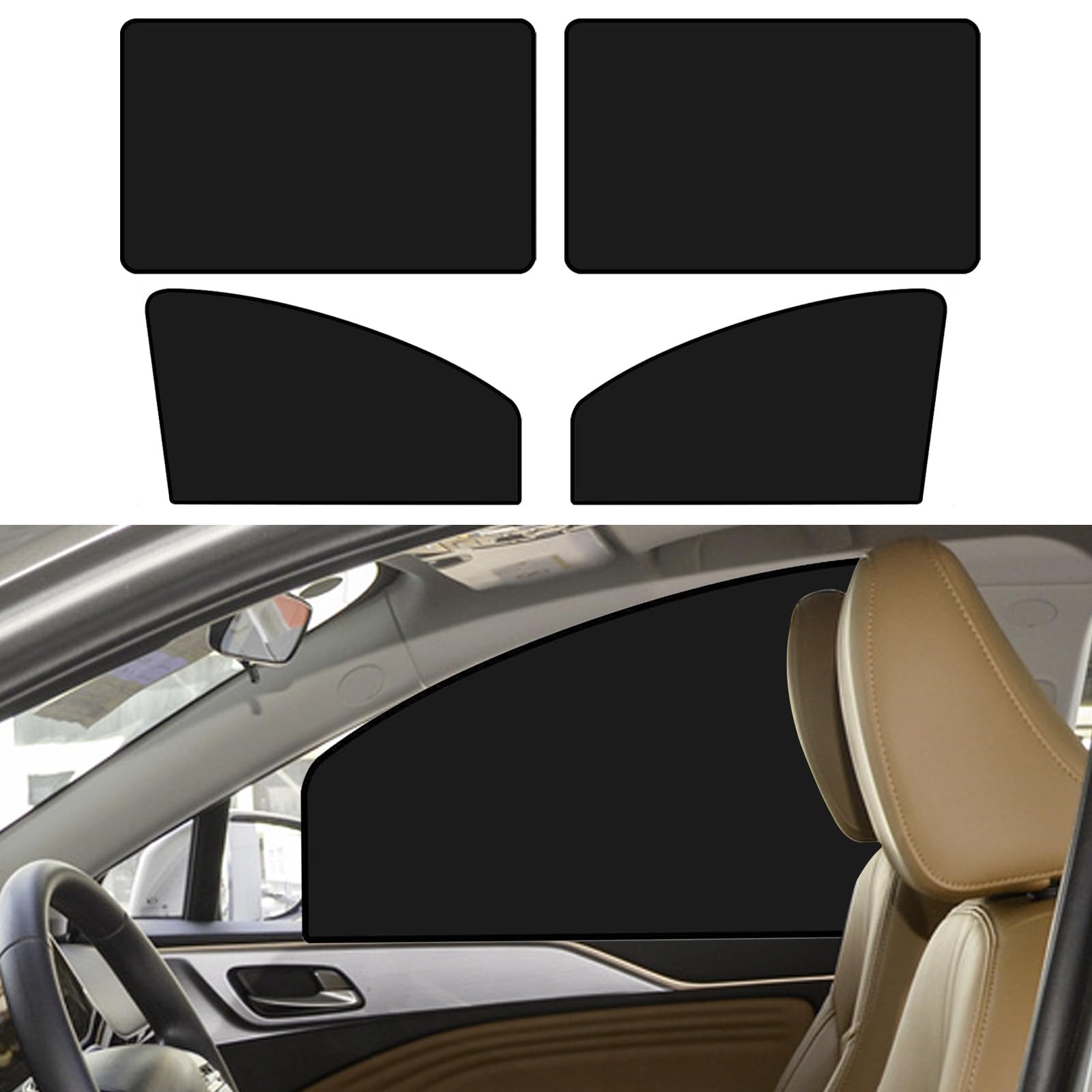 Bilisin 4PCS Black Car Window Shades with Magnetic, Blocked Full Light Privacy Curtain Cover for Feeding Baby, Car Camping, Taking a Nap