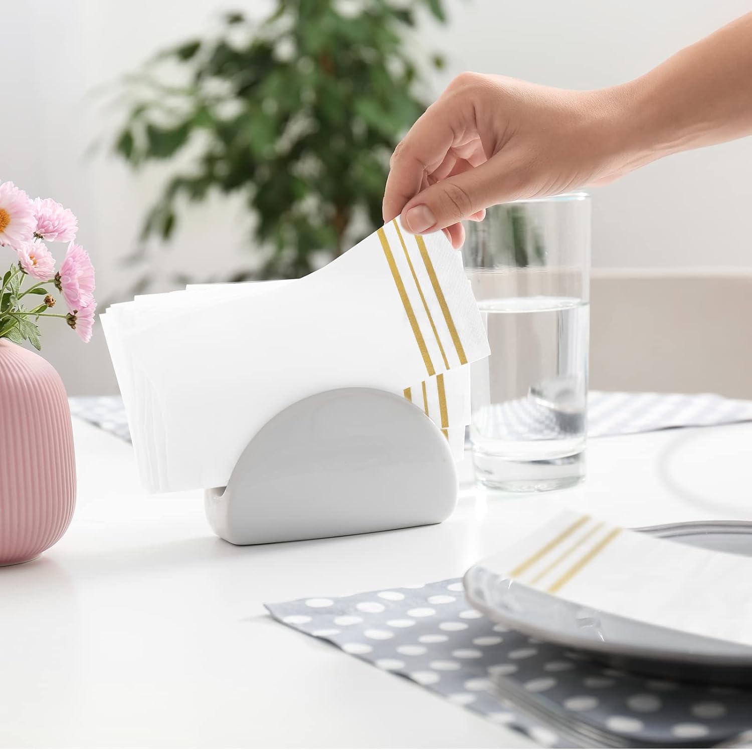 100 Pcs White and Gold napkins, Dinner Paper Napkins Disposable Hand Towels for Bathroom, Soft, Absorbent, Gold Party Wedding Napkins for Kitchen, Parties, Dinners or Events (Yellow, 100) - Image 6