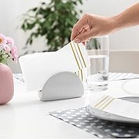 Vista 6 de 100 piezas de servilletas blancas y doradas, servilletas de papel para cena, toallas de mano desechables para baño, servilletas suaves