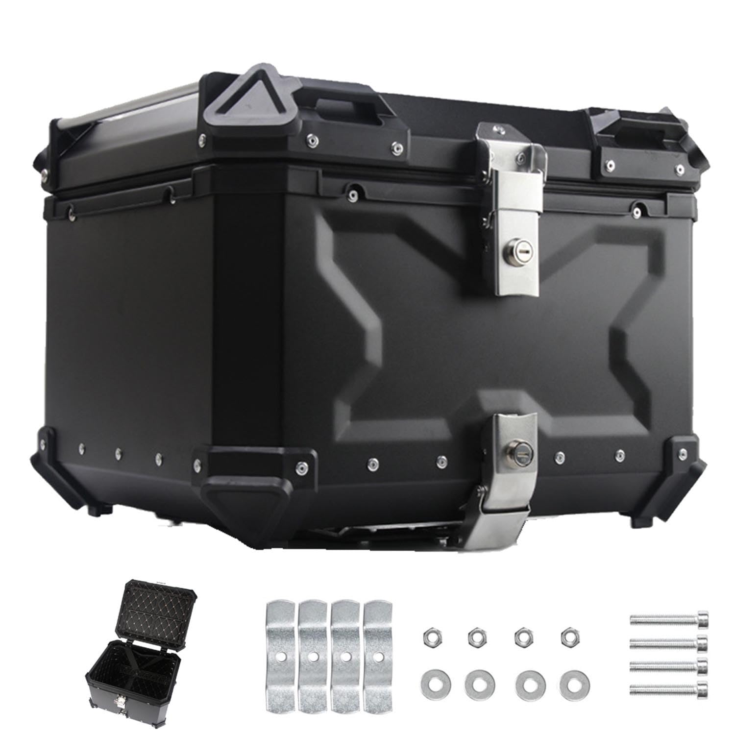 Photo 1 of 65L 80L 100L Motorcycle Top Case Tail Trunk 45L 55L Heavy Duty Scooter Tail Box Professional Motorcycle Accessories With 2 Keys / 2 Colors (Color : Black, Size : 80L)