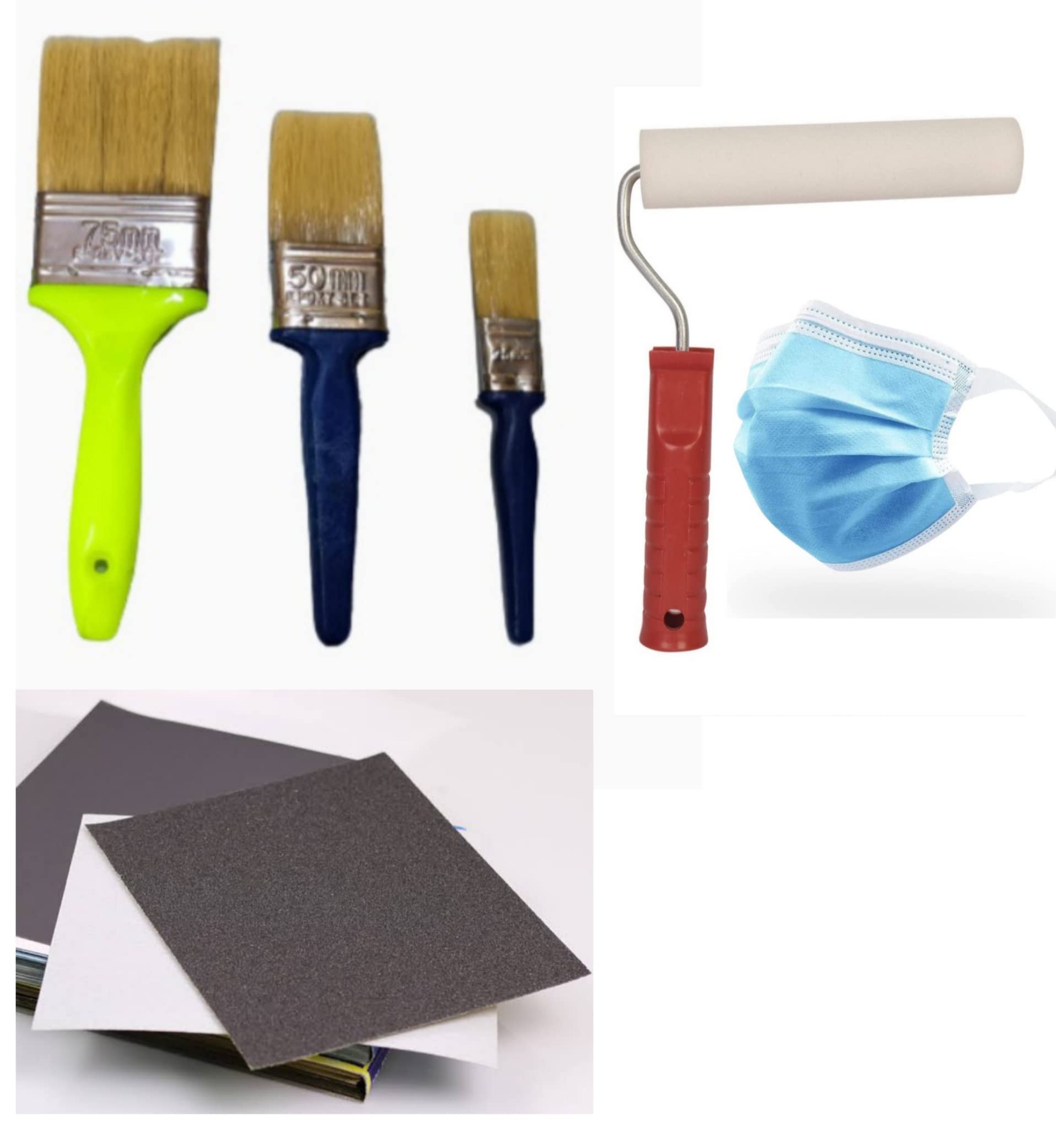 A. K® Wall Paint Painting Kit Wall Paint Painting Double Thickness Brushes Brush Roller 1"+2"+3"+6" Foam Roller with Handle, Sandpaper 150 Number, 3 Ply Mask (Set of 6 Pcs) (B0B7LYZ28C) Amazon Price History, Amazon Price Tracker