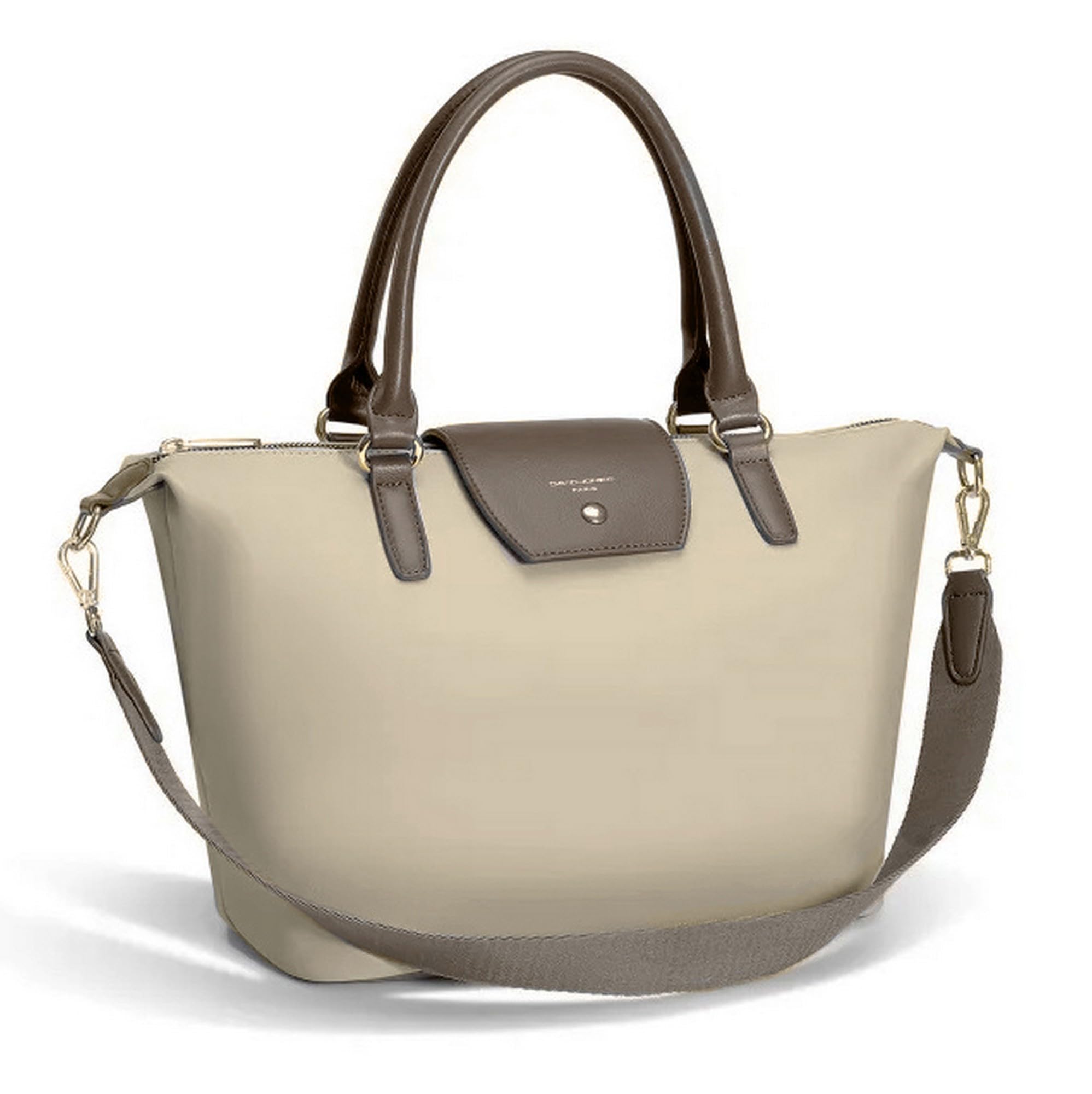David Jones – Bolso de mano y bandolera de nylon para mujer, flexible, gran capacidad, para compras y hombro, trabajo urbano, viaje, moda original, blanco, talla única