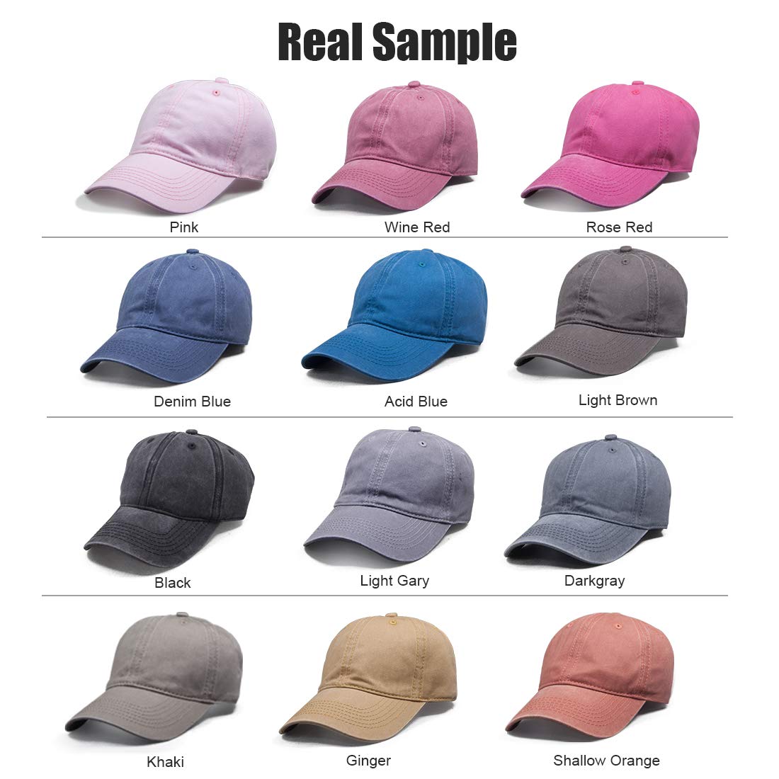 Paquete de 10 gorras de béisbol personalizadas en la parte delantera y trasera, 100 % algodón, bordado personalizado, paquete de 10 unidades, Lona lavable, 7 1/4/7 3/4