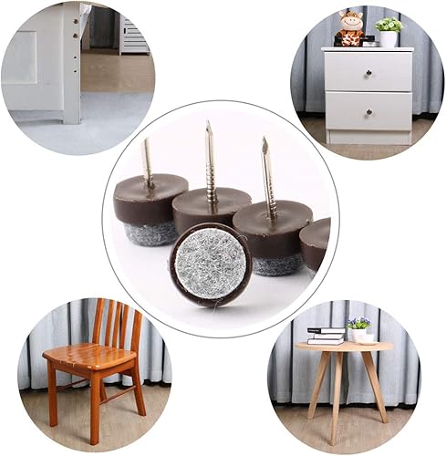 Miniatura 5 de uxcell Home Mesa Silla Muebles Patas Patas Protector de Piso 13mm/0.5" Diámetro 13mm/0.5" Dia Pack de 32 Marrón Oscuro