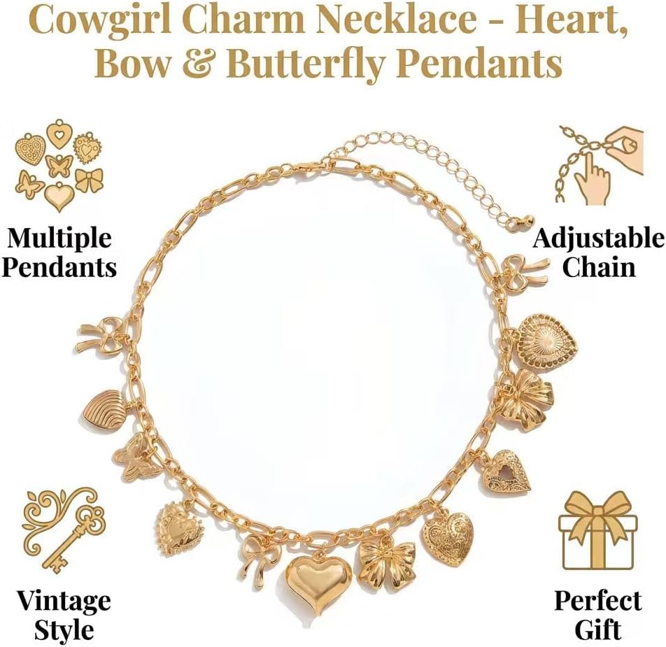 Gold Charm Necklace for Women Chunky Charms Necklace Gold Plated Stetement Choker Trendy Jewelry - Image 4