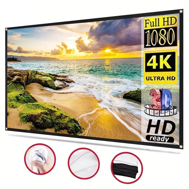 Pantalla de proyección de tela blanca suave de 60 pulgadas miniatura 3