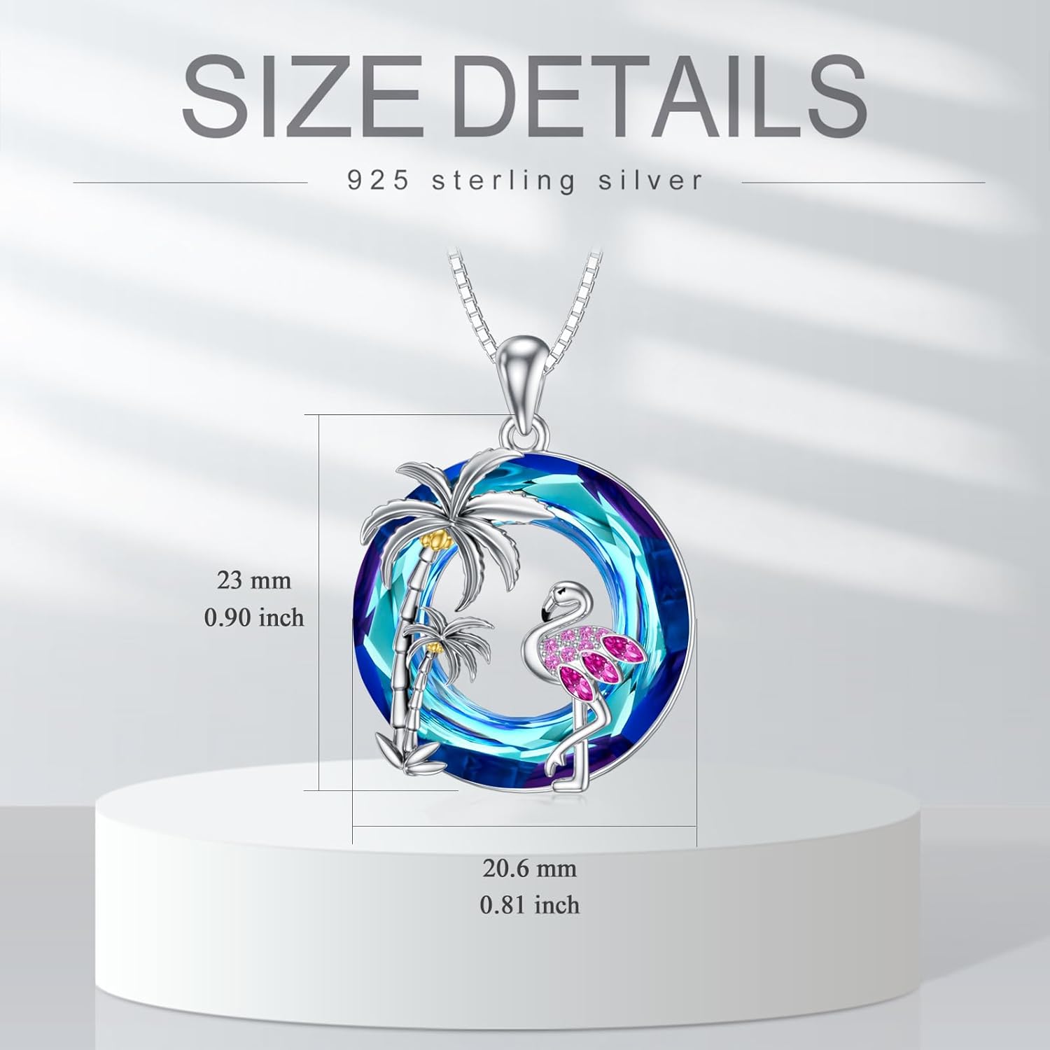 TOUPOP Flamingo Gifts for Women 925 Sterling Silver Crystal Flamingo Necklace Palm Tree Pendant Flamingo Jewelry Birthday Christmas Gifts for Women - Image 6