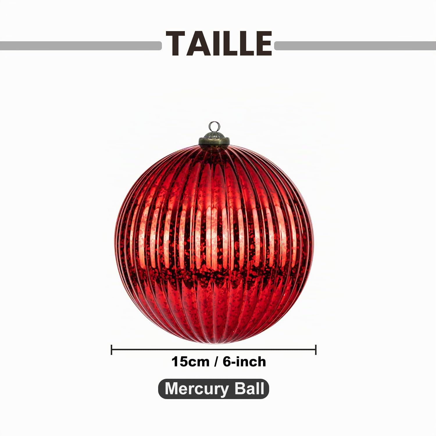 Lot de 4 boules de Noël en plastique - 15 cm - XXL - Pour décoration de sapin de Noël - Incassable - Pendentif (Mercury, rouge)