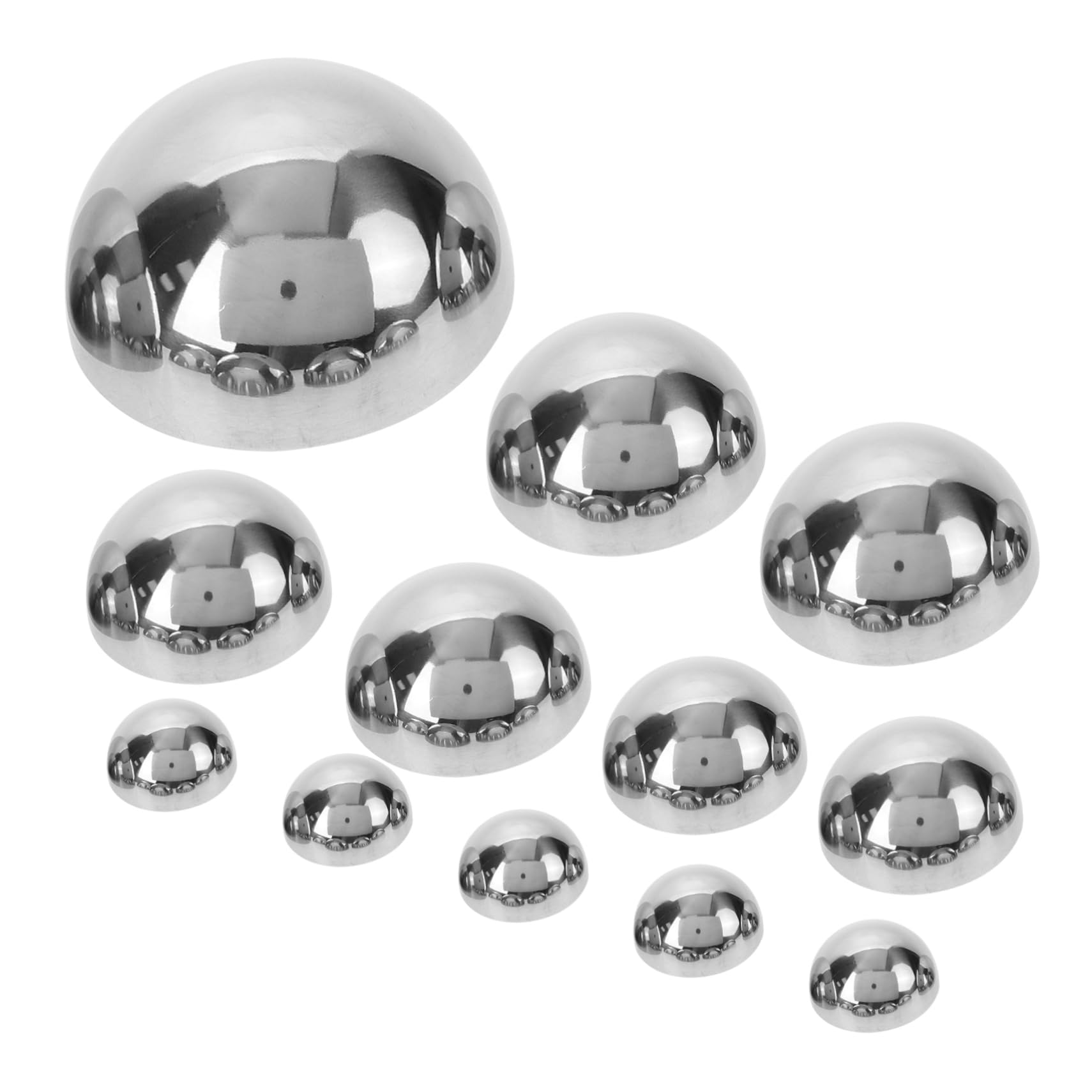 Abaodam 12 Palline Acciaio in Acciaio Inossidabile, Semisfera Decorativa Riflettente per Giardino Esterno, 5 Diametri Assortiti, 12 Pezzi
