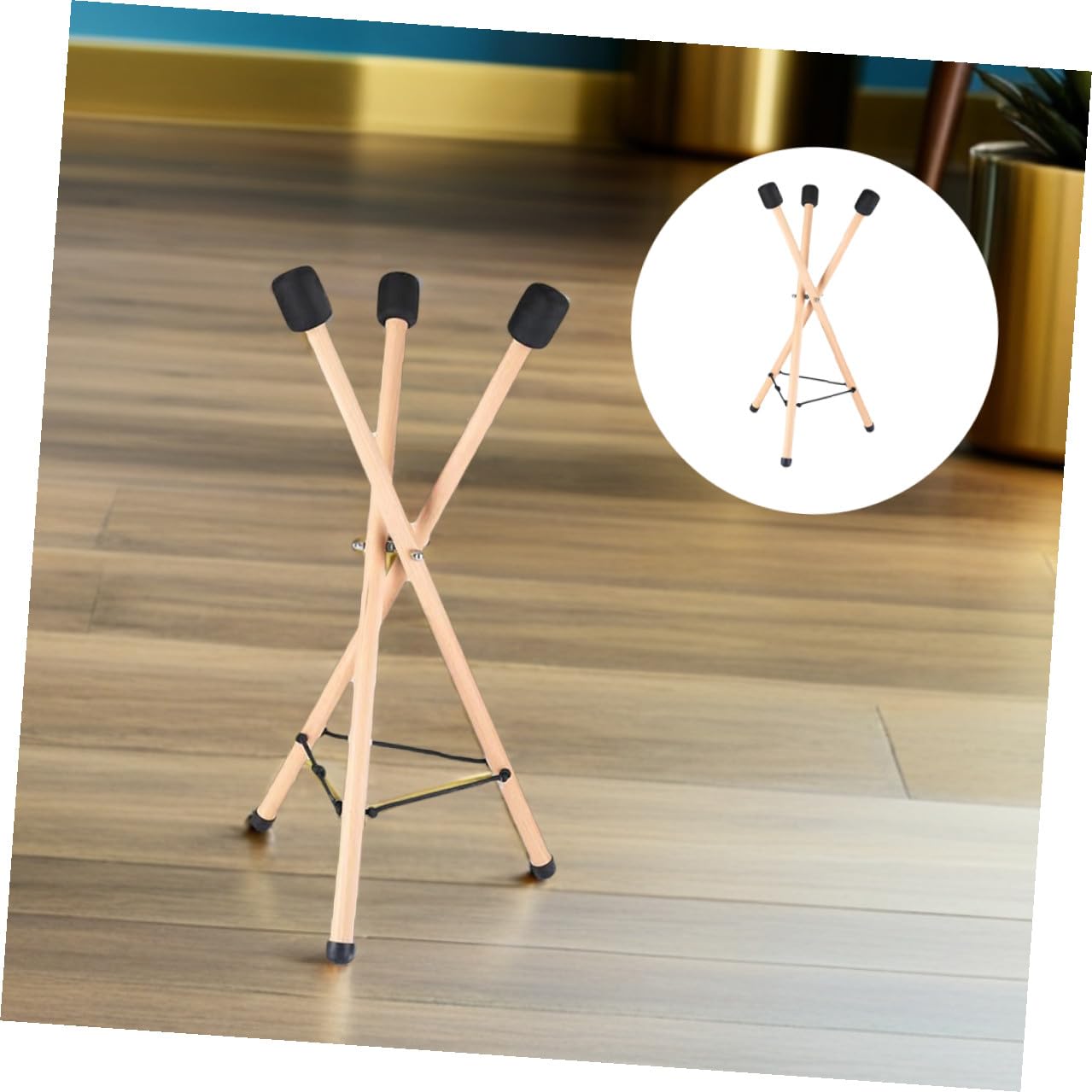 Supporto per Tamburo a Lingua in Legno, Cavalletto Professionale | Treppiede Pieghevole Corda Regolabile, per Esposizione e Appoggio dello Strumento
