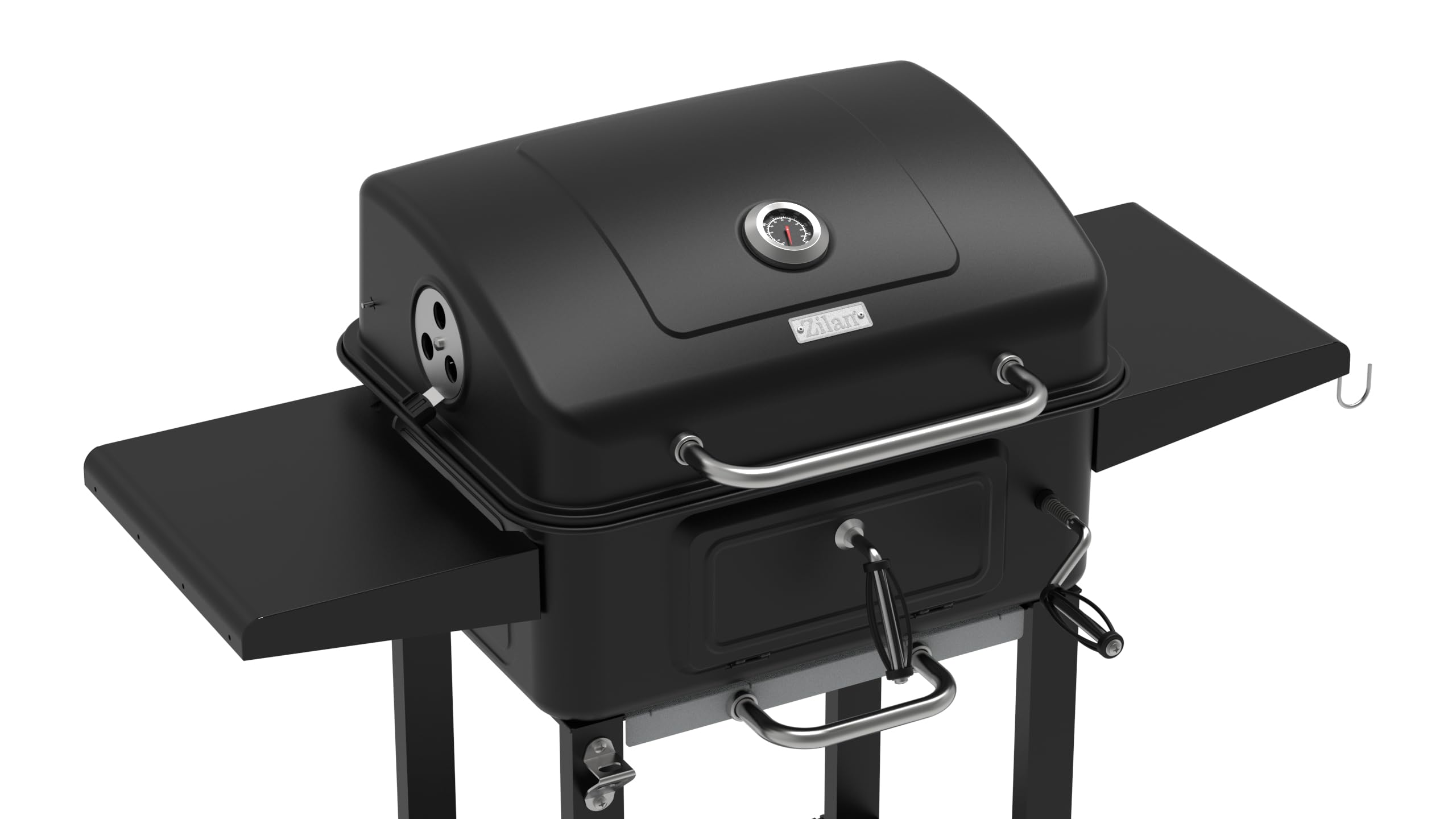 Holzkohlegrill XXL mit Deckel Standgrill große Grillfläche Grillwagen höhenverstellbarer BBQ Grill Kohlewanne Thermometer Ablagefläche Aschebehälter Lüftungssystem für Garten Terrasse Balkon
