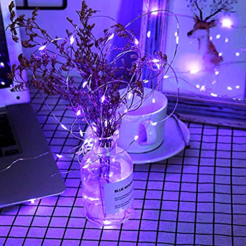 JMEXSUSS Purple Halloween String Lights, Solar String Lights Outdoor Waterproof, 2 Pack 32.8ft 100 LED Solar Fairy Lights, 8 Modes Solar Powered Copper Wire Fairy Lights for Halloween Decorations