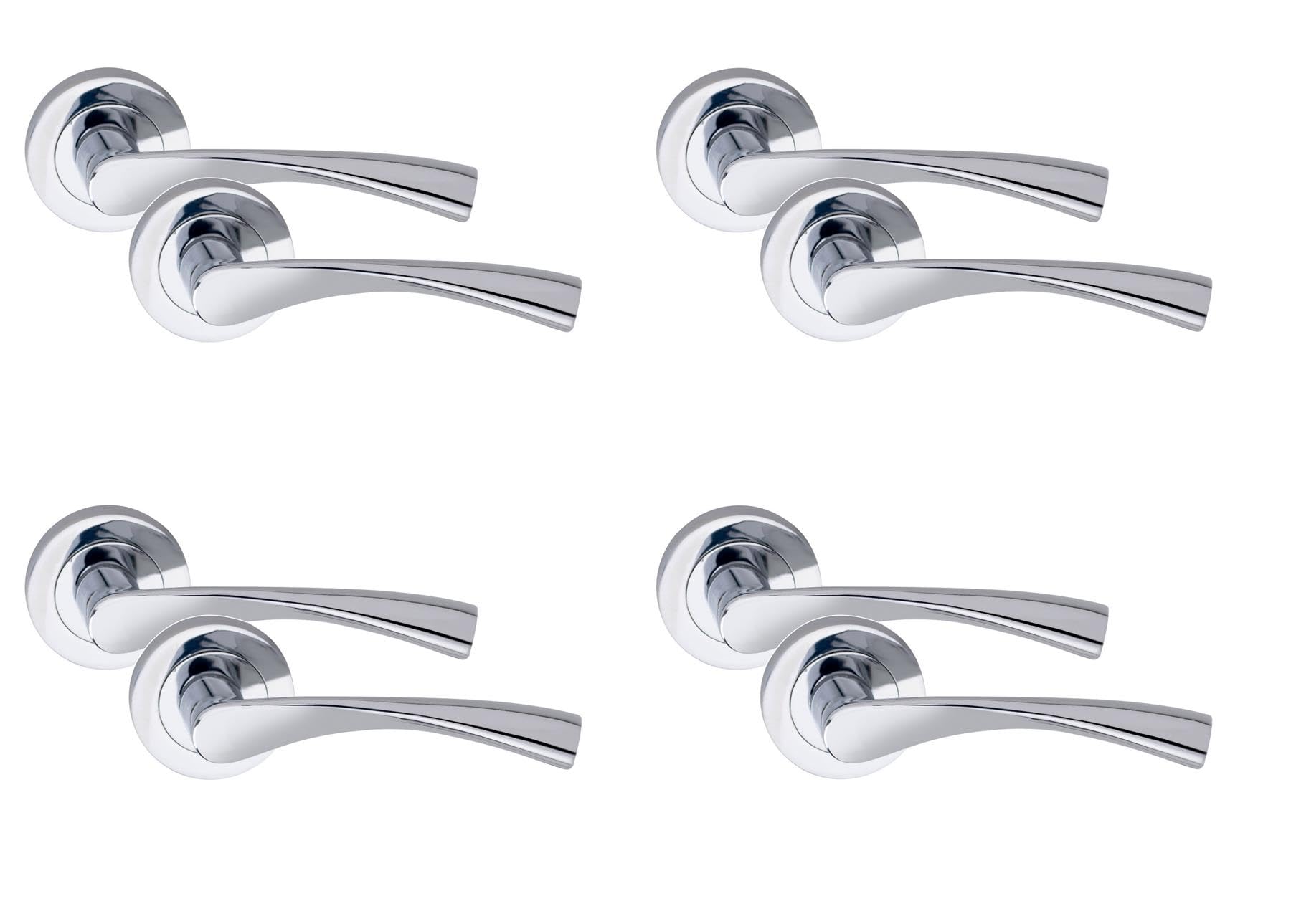 Golden Grace Astrid Classic Door Handle - Polished Chrome - 4 Pack