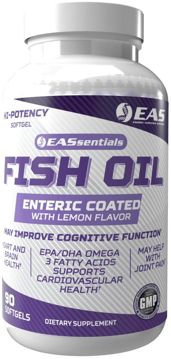 EAS High Potency Fish Oil, Supports Heart Health, Lemon, 90 Softgels
