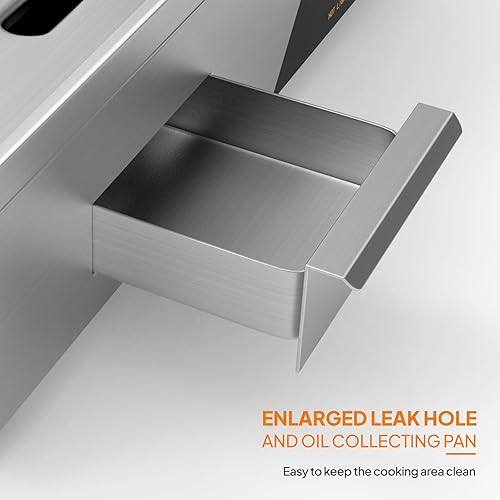 Miniatura 7 de Bonnlo Plancha eléctrica comercial de 14 pulgadas y 1500 W con encimera antiadherente, control de temperatura ajustable de 122-572  de parrilla