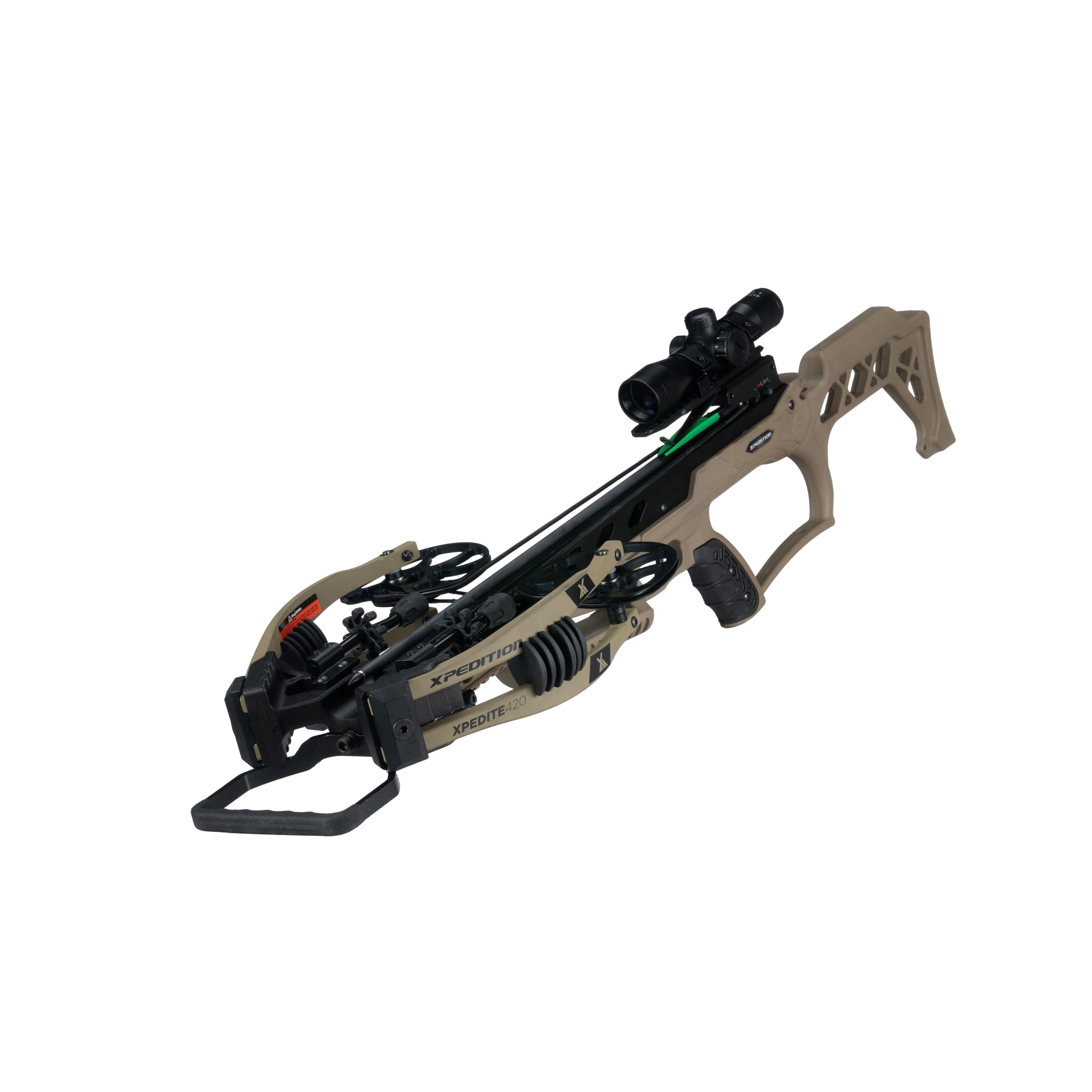 Xpedition Archery Xpedite 420 Crossbow with Rope and Crank Cocking Device, Compound Crossbow Package with Illuminated 4X32 Scope, 420 Feet Per Second