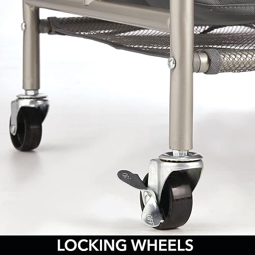 Miniatura 4 de mDesign Clasificador portátil de lavandería con ruedas y barra colgante de ropa, sistema de carrito de metal resistente con 3 cestas clasificadoras