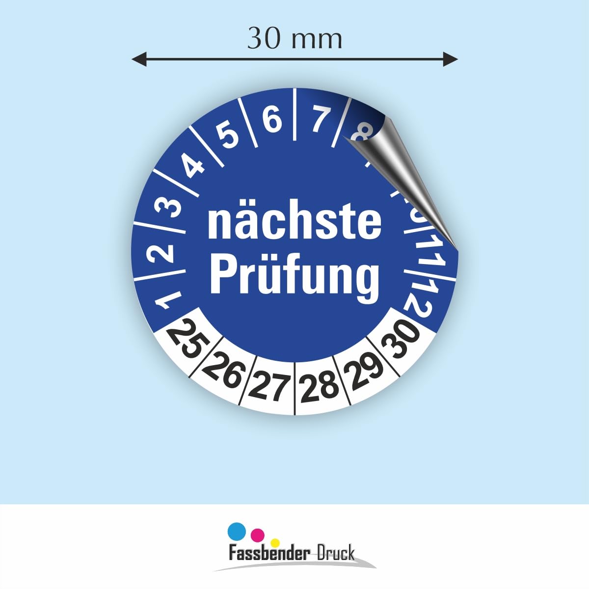 Hochwertige Prüfetiketten FD-2 NÄCHSTE WARTUNG Ø 30mm - Selbstklebende PVC-Folie - Wartungsetiketten für Prüfung - Prüfplakette für Prüfungsnachweis (500 Stück)
