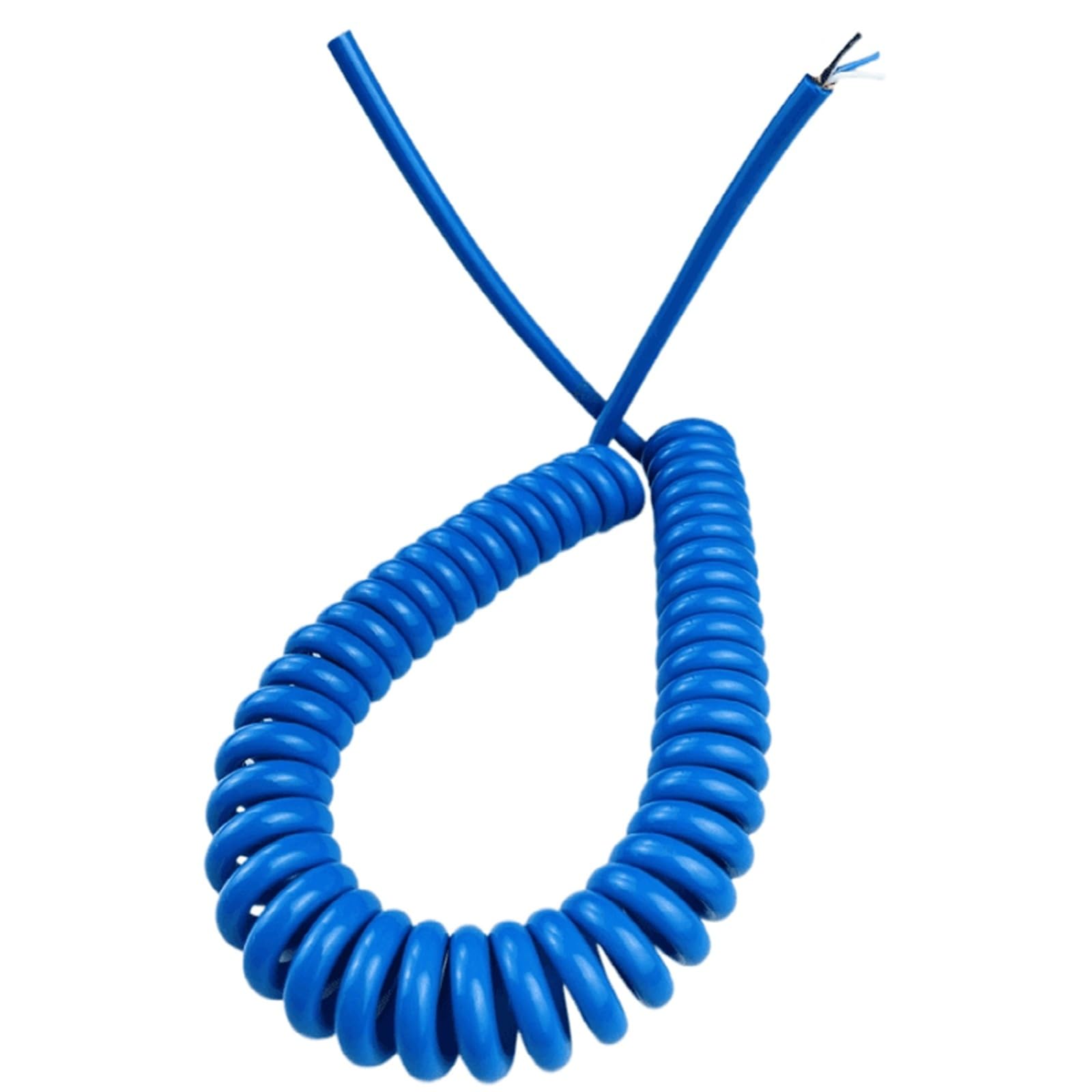 PULaif Spring Spiral Cable, 4 Core 0.25mm2 PU Flexible Spiral Spring Cable Retractable Blue - Stretch 1-10 meters(Stretch 8 Meters)