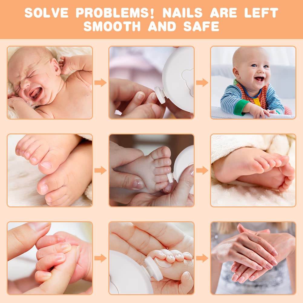 Vicloon Lime à Ongles Électrique pour Bébé,kit de Coupe-Ongles Électrique pour Bebe Alimenté par Pile avec 6 Têtes de Meulage pour Nouveau-né,Nourrisson,Enfants