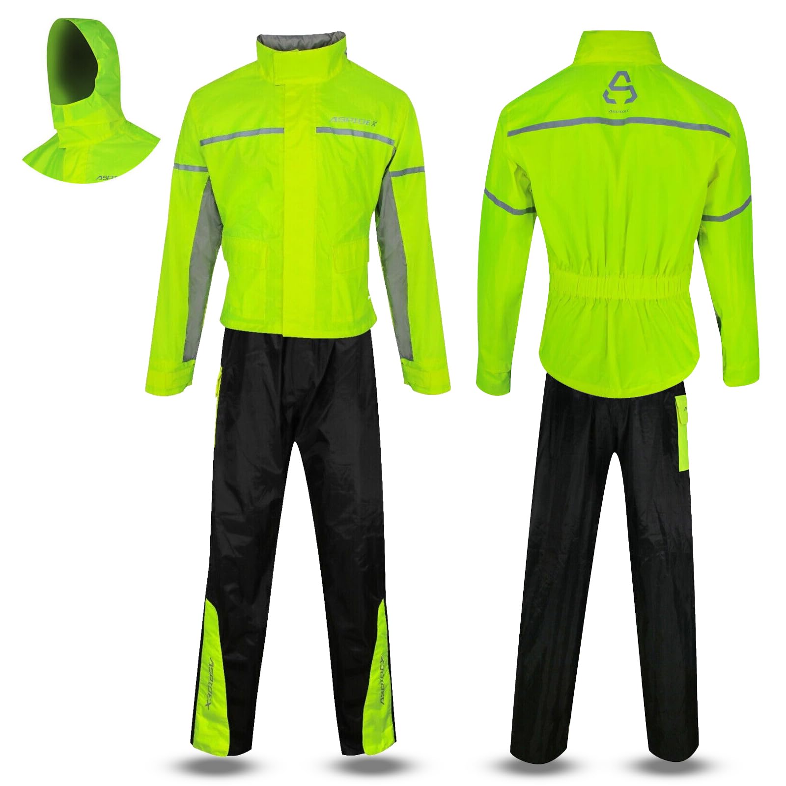 Tuta Antipioggia Kit Completo Impermeabile Moto Scooter Custom Giallo Fluo