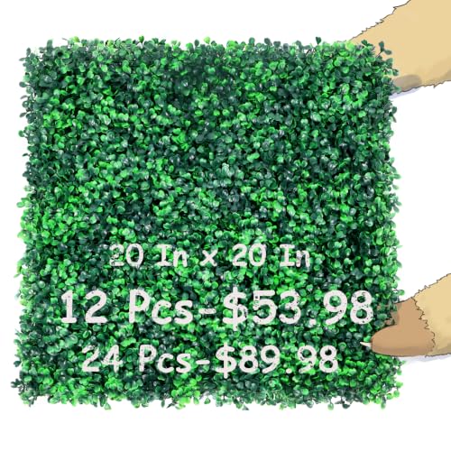 Hwt 12 Pcs 20'X20'Grass Wall Backdrop, Uv-Protected Greenery Wall Backdrop, Grass Wall Panels, Boxwood Hedge Wall Green Wall Decor Boxwood Panels Indoor &Amp; Outdoor Decor