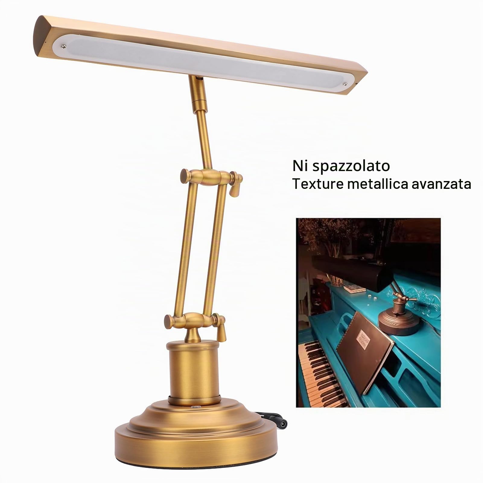 Lampada da Tavolo a LED pianoforte per Pianoforte Verticale, 12 W Regolabile da 3000K a 6000K, Luce per Leggio