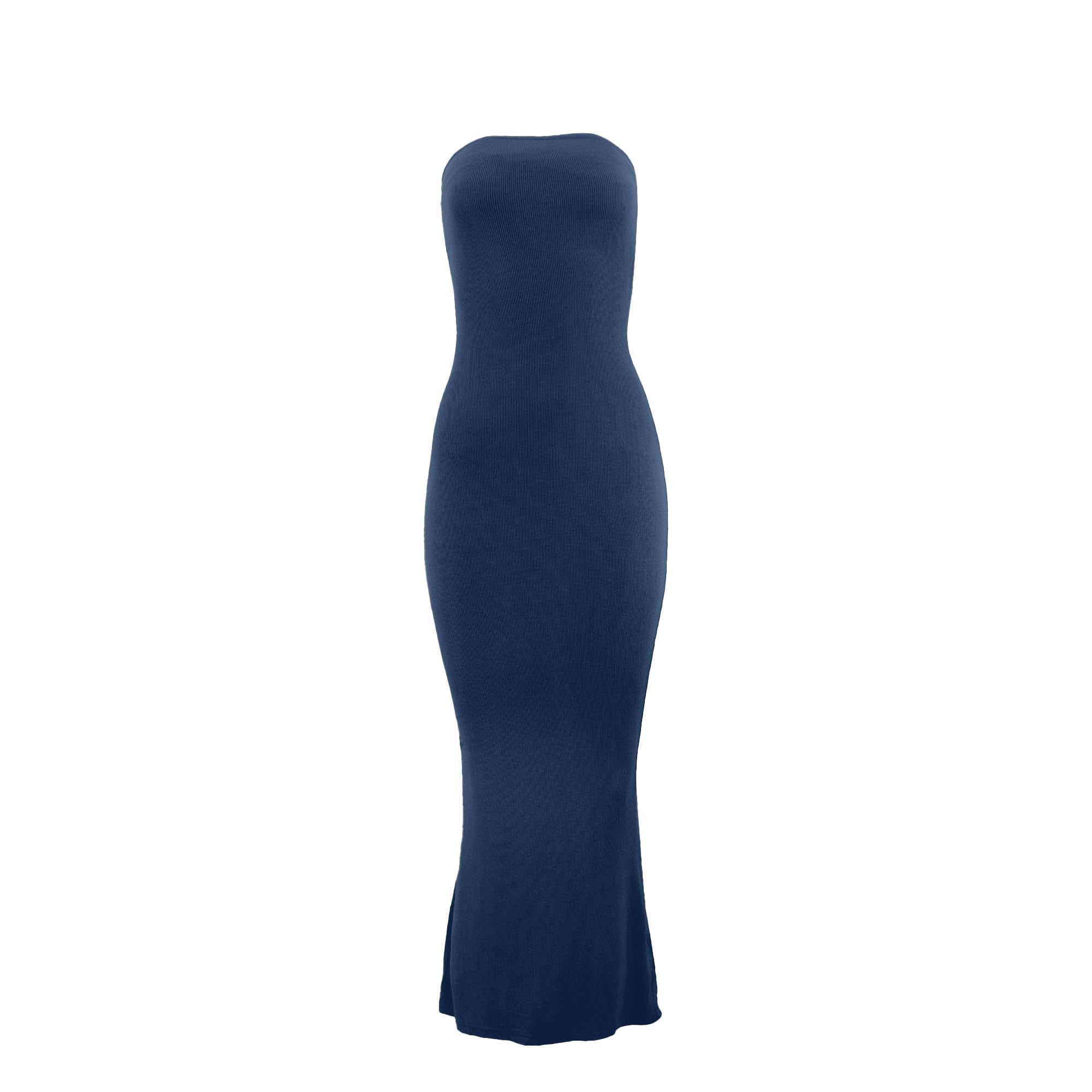 Women Body Shaping Basic Strapless Stretch Double Lined Maxi Dress