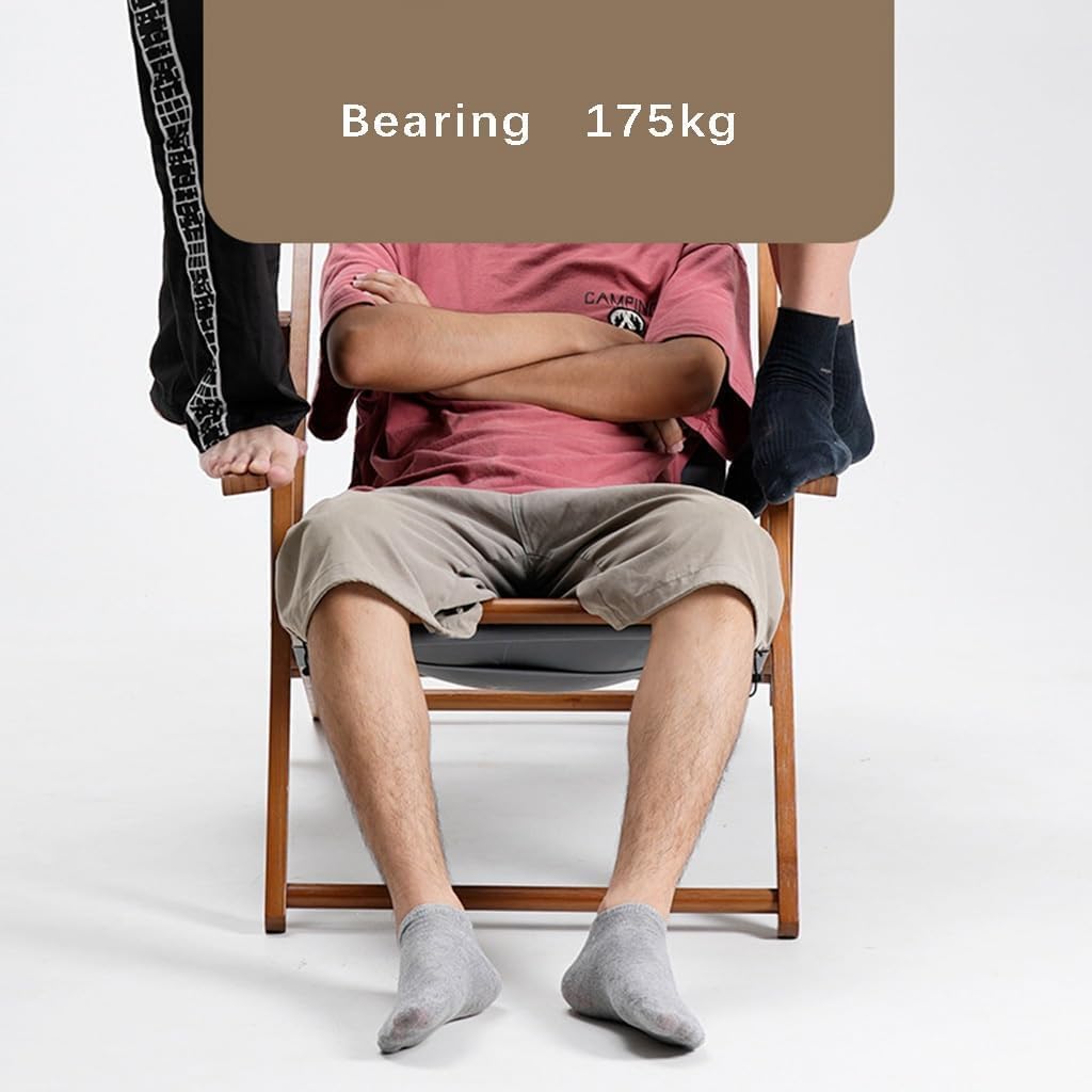 Wood Portable Reclining Beach Chair with Wood Frames and Cushioned Headrest, 4 Level Height Adjustable Reclining Chairs for Indoor Outdoor Garden, Backyard, Poolside