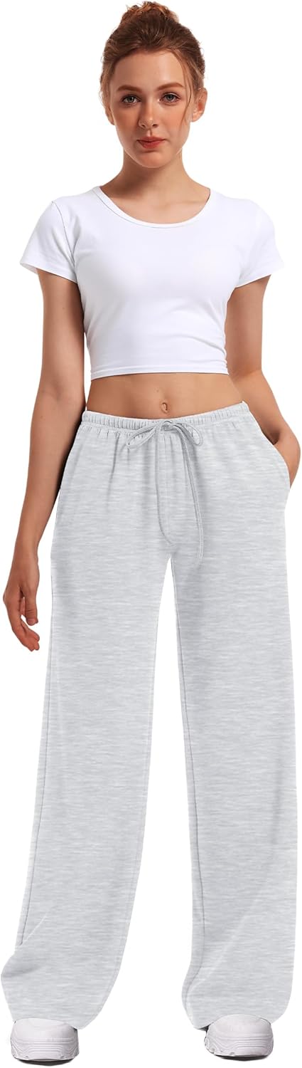 HeSaYep Women's Wide Leg Sweatpants Straight Leg Lowrise Sweat Pants Drawstring Elastic Low Waist Pants with Pockets - Image 6