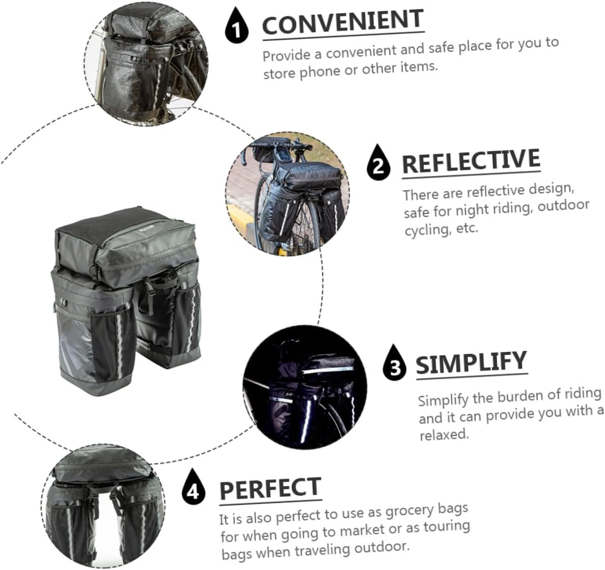 Waterproof 50l Bicycle Rear Rack Bag 3-in-1 Cycling Pannier Travel Saddlebag for Mountain Bike Long-distance Riding