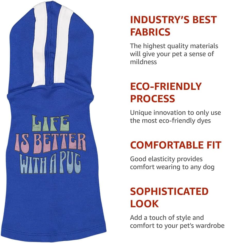 Pug Lover Dog Shirt with Hoodie - Quote Dog Hoodie - Trendy Dog Clothing - Black White, 2XL