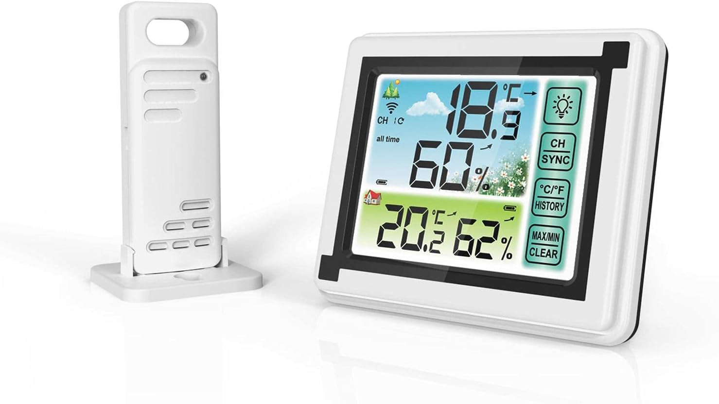 Belika EN8822D Wireless Indoor Outdoor Thermometer Hygrometer Digital Thermohygrometer w/Transmitter (1)