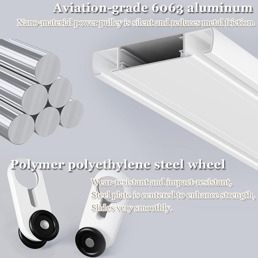 Wytrzymały system podwójnych zacisków 3,3, 6 m, regulowane aluminiowe szyny do dzielenia pokoju, do montażu sufitowego, pręty zaciskowe (szare, 3,5 m), idealne do dekoracji domu i biura