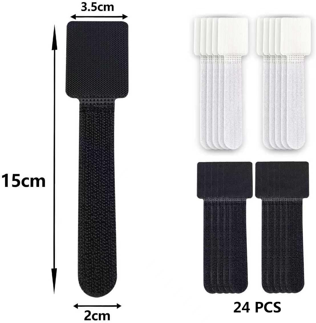24 pcs Cable Ties, Black and White Self-Adhesive No Drill Anti Tip Adhesive Safety Under Desk Cord Management for Home and Office Stand Accessories (24)