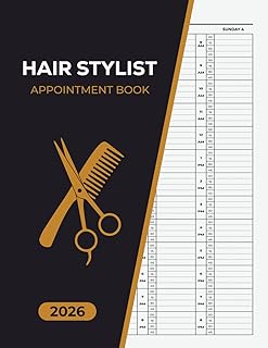 Hair Stylist Appointment Book 2026: Dated Week to View Client Scheduler With 15 Minute Time Slots for Hairdressers, Barbers