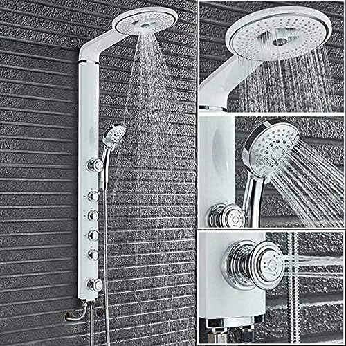 Juego de ducha y cascada para baño: panel de ducha mural, grifo mezclador con columna de ducha de lluvia grande y chorros de masaje miniatura 3