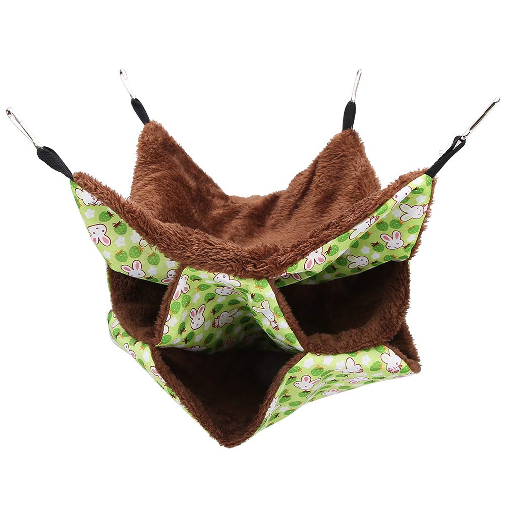 Hamaca para ratas hurones de 3 niveles, accesorios para jaulas para cobayas, hamaca para chinchillas para animales pequeños Petauro de azúcar loro chinchilla (verde)