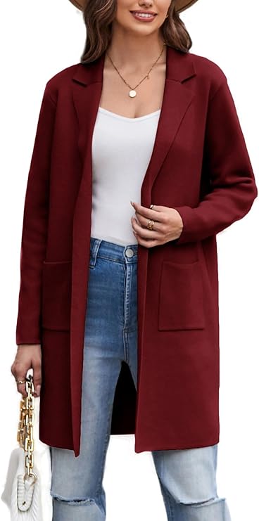Long Wine Red Blazer for Women