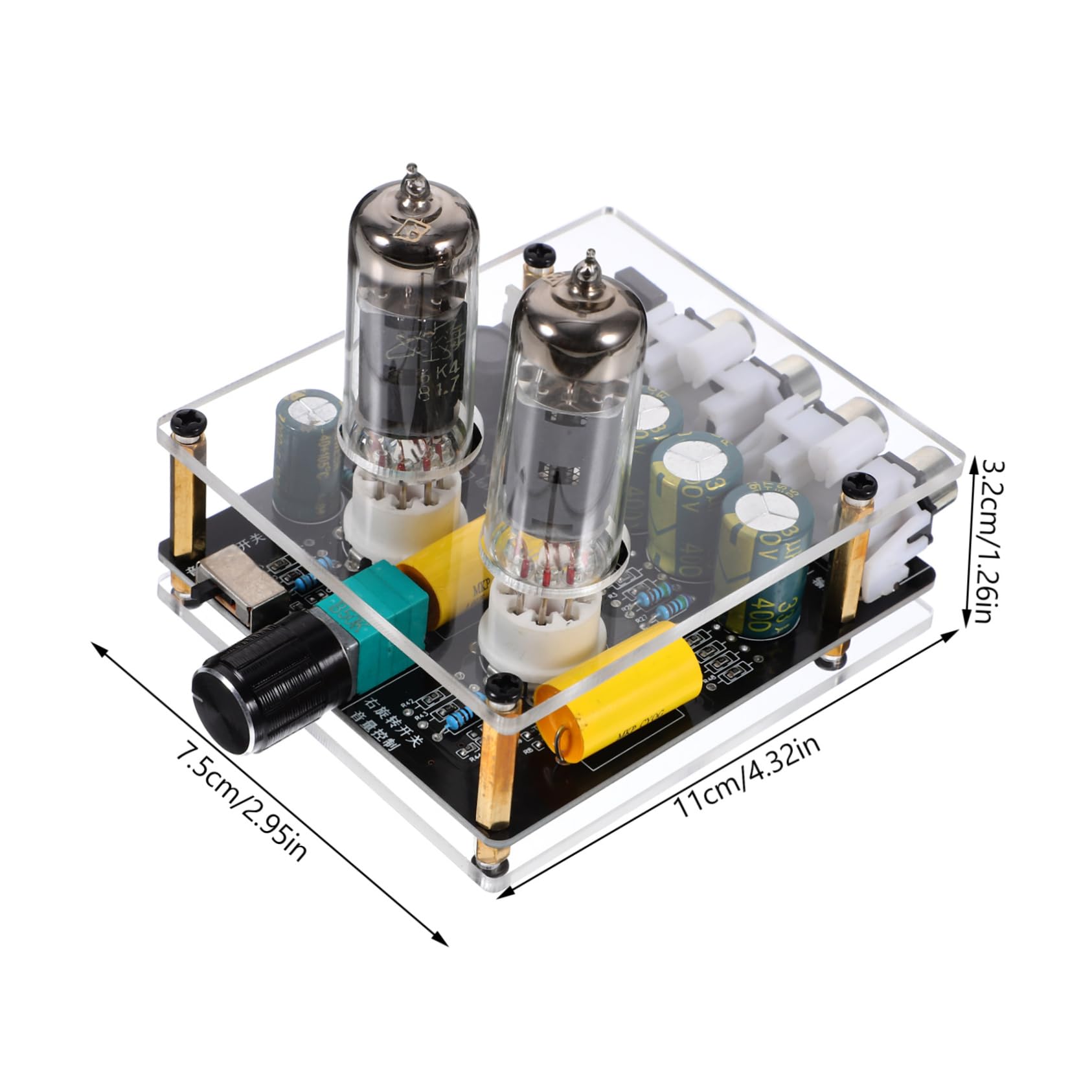 LALAFINA Preamplificatore Fono Valvolare per Giradischi Funzione Preamplificatore e Materiale Abs e Vetro per Sistemi Home Theater Fai da Te