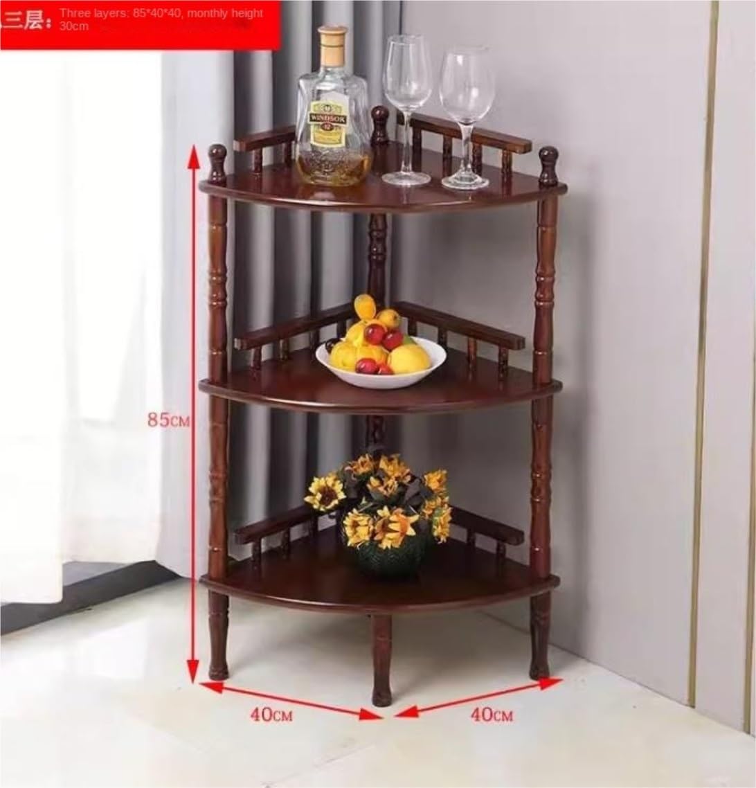 Scaffale angolare a 3 ripiani, in legno, per soggiorno e cucina, stile moderno (Bruin)