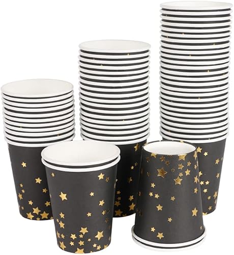 Miniatura 3 de Geeklife Vasos de papel para fiesta de papel con texturas doradas de mármol azul, juego de tazas decorativas desechables de 9 onzas, suministros de