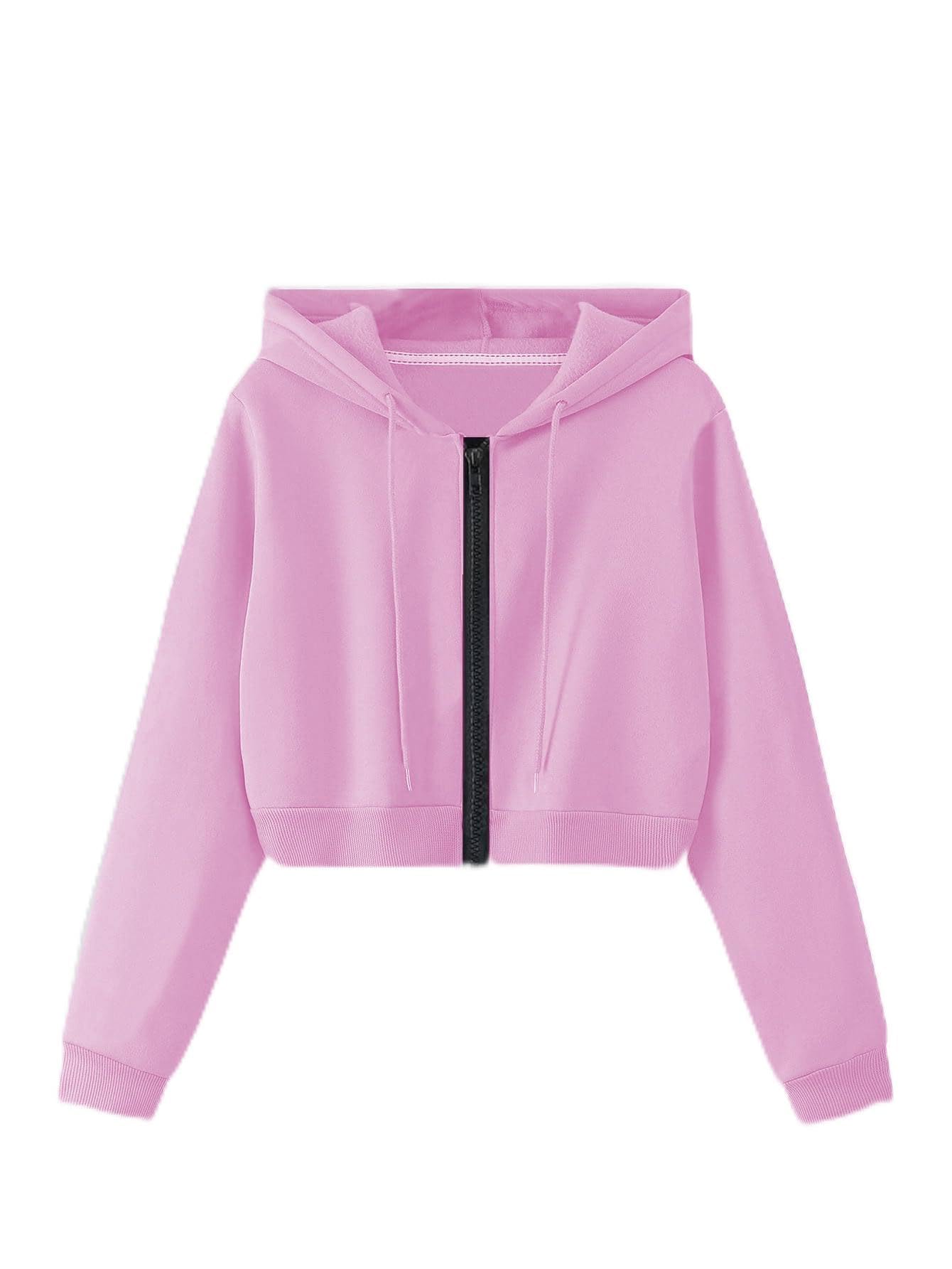 Buy TOXA Women's Cropped Zip-Up Cotton Fleece Hoodie, Women Hoodie