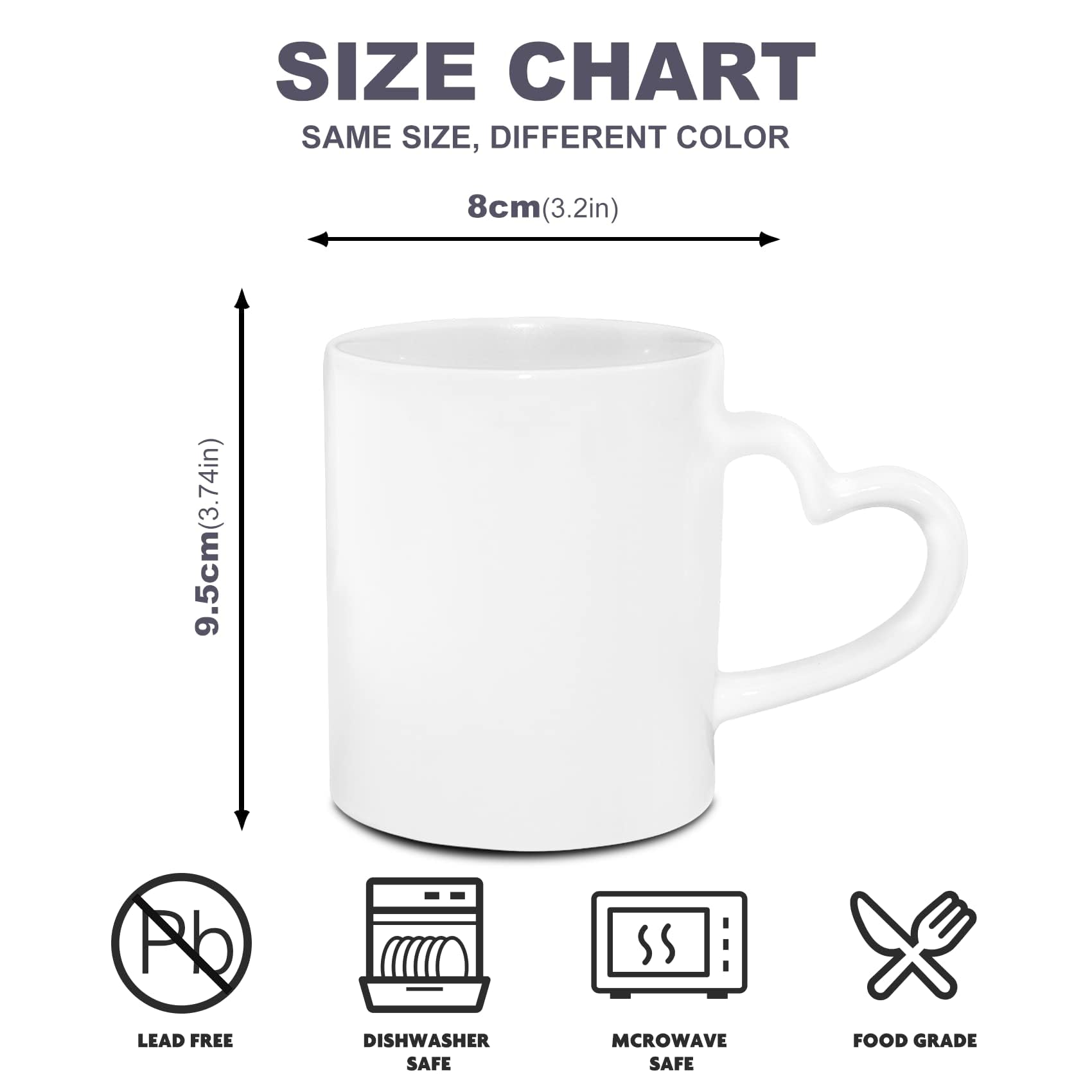 Sumex 11 oz Ensemble de 24 Blanc tasses à sublimation, Céramique Personnalisé Mugs et Tasses à café avec anse coeur pour Cadeau Collègue Idée Cadeau Original, Humour Femme
