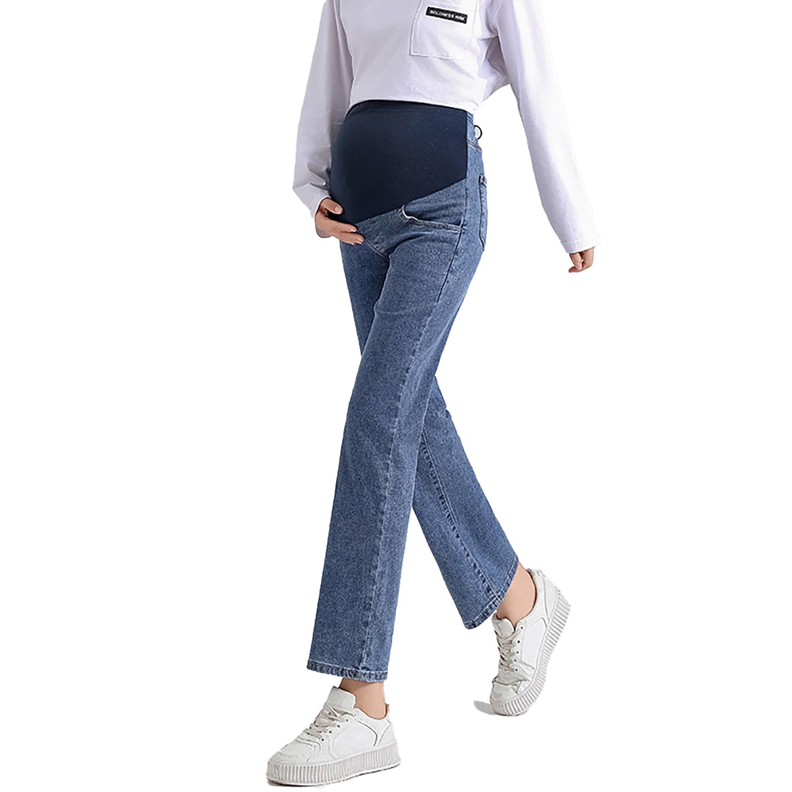 Generisch Pantalones de maternidad para mujer, elásticos, para embarazadas, ajuste holgado, pantorrilla media, ropa de ocio para exteriores, ropa informal moderna