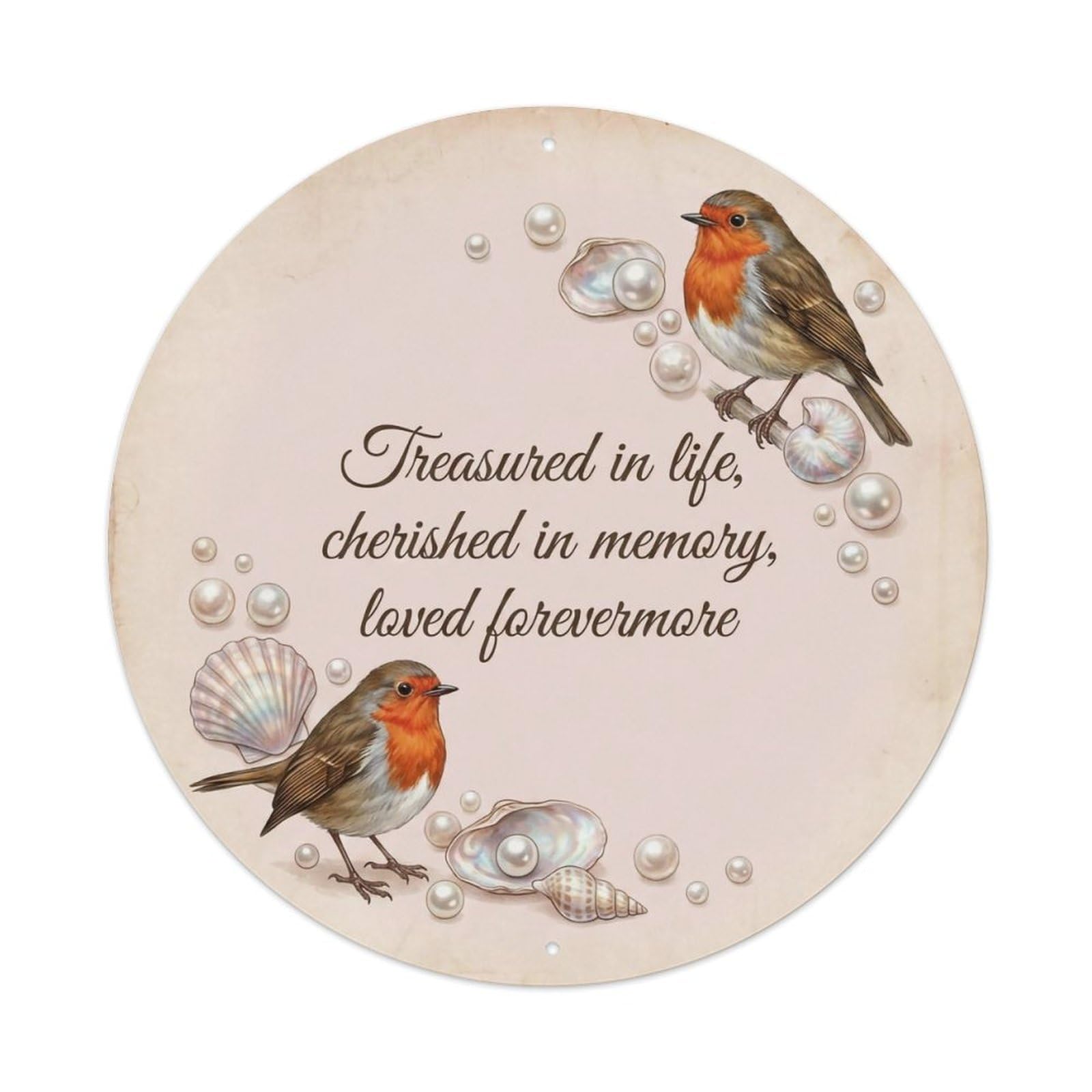 European Robin Garden Sign Heaven Love Treasured Metal Tin Sign