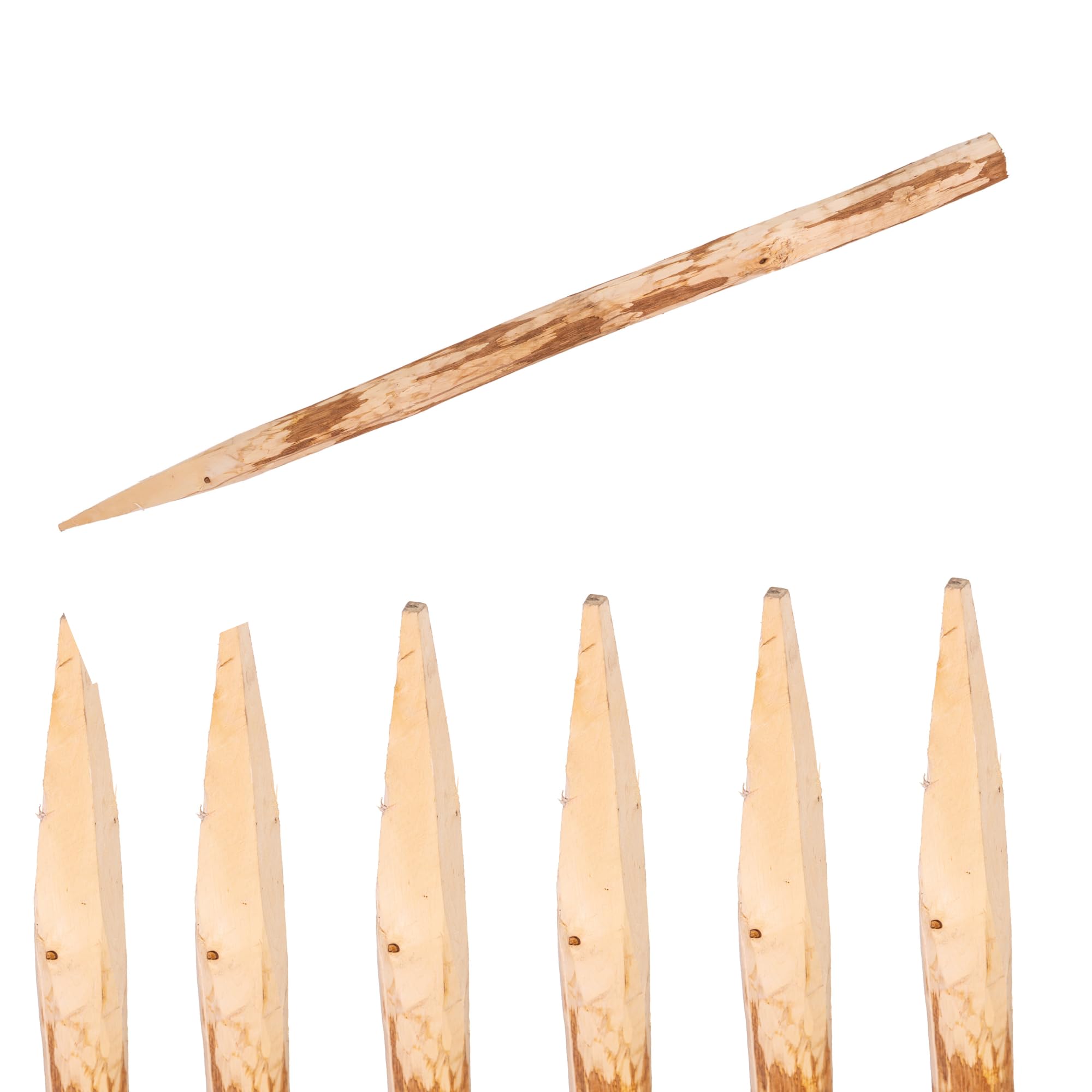 ø6-7 cm Lot de 6 Piquets Cloture en Bois Longueur 90 cm Pointe Aiguisée Noisetier Poteaux Rabotés Palissade Clôture de Jardin Piquets de Clôture pour Pâturage