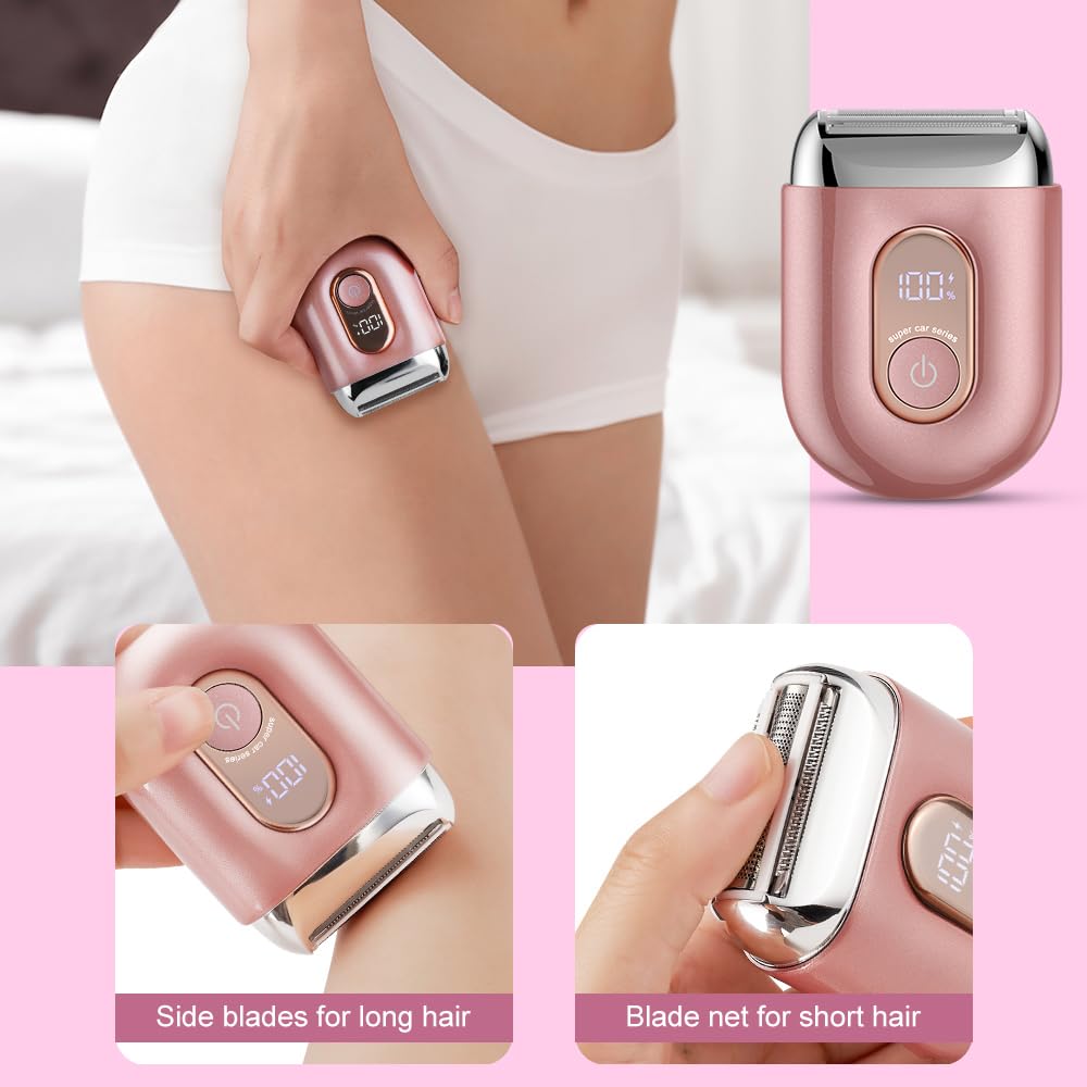 Rasoir électrique féminin, [2026 new] Rasoir intime 3D à trois lames pour femme, Epilateur Visage, Tondeuse Femme Intime, rasoir électrique sec et humide pour femme, pour maillot, aisselles, jambes